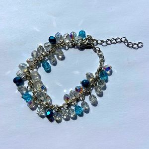 Vintage Blue And Silver Gem Beaded Bracelet